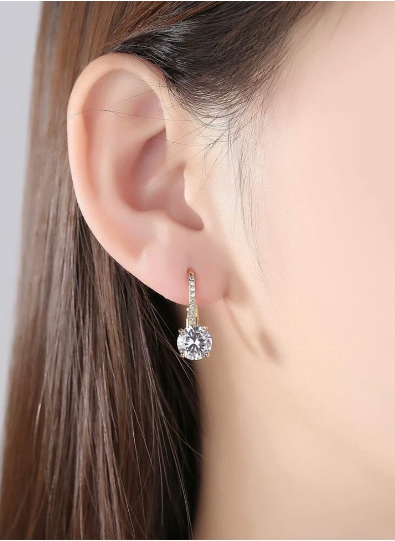Dangle Charms Trendy Gold Plated Earrings For Women Inlaid With Zirconia  - Image 1