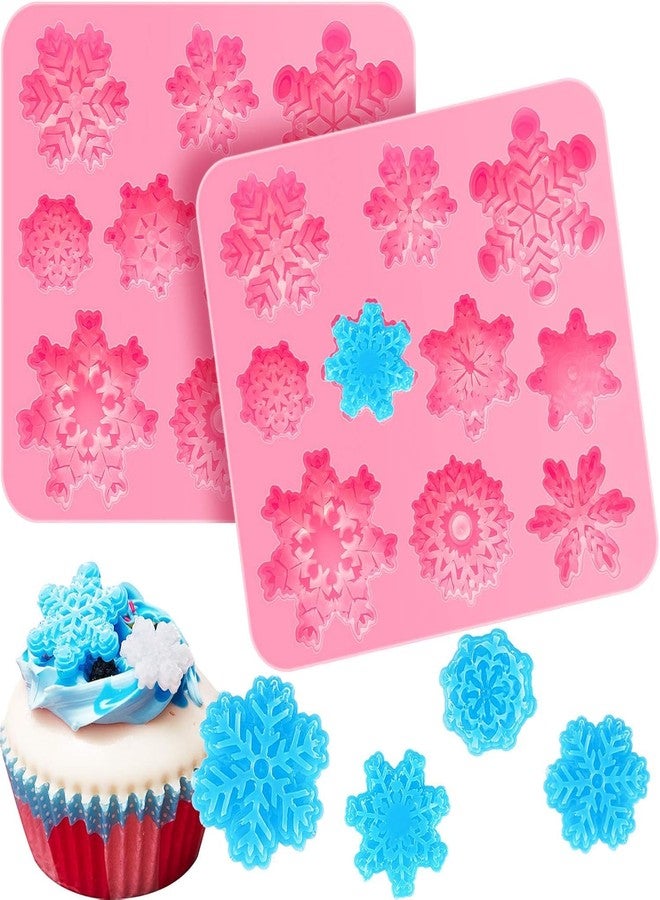 Skytail 2pc Snowflake Silicone Fondant Molds Baking Molds 3D Snowflake Shape for Chocolate Fondant Candy Xmas Cake Decoration Cupcake Dessert Topper Fondant Gummy Jelly Sugarcraft Gumpaste Molds - Image 1
