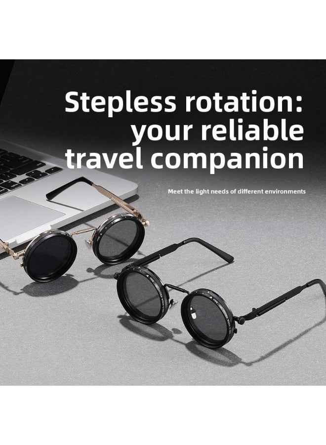 Unisex Round Frame Polarized Sunglasses with Adjustable ND2-400 Filter & UV380 Protection - Image 4