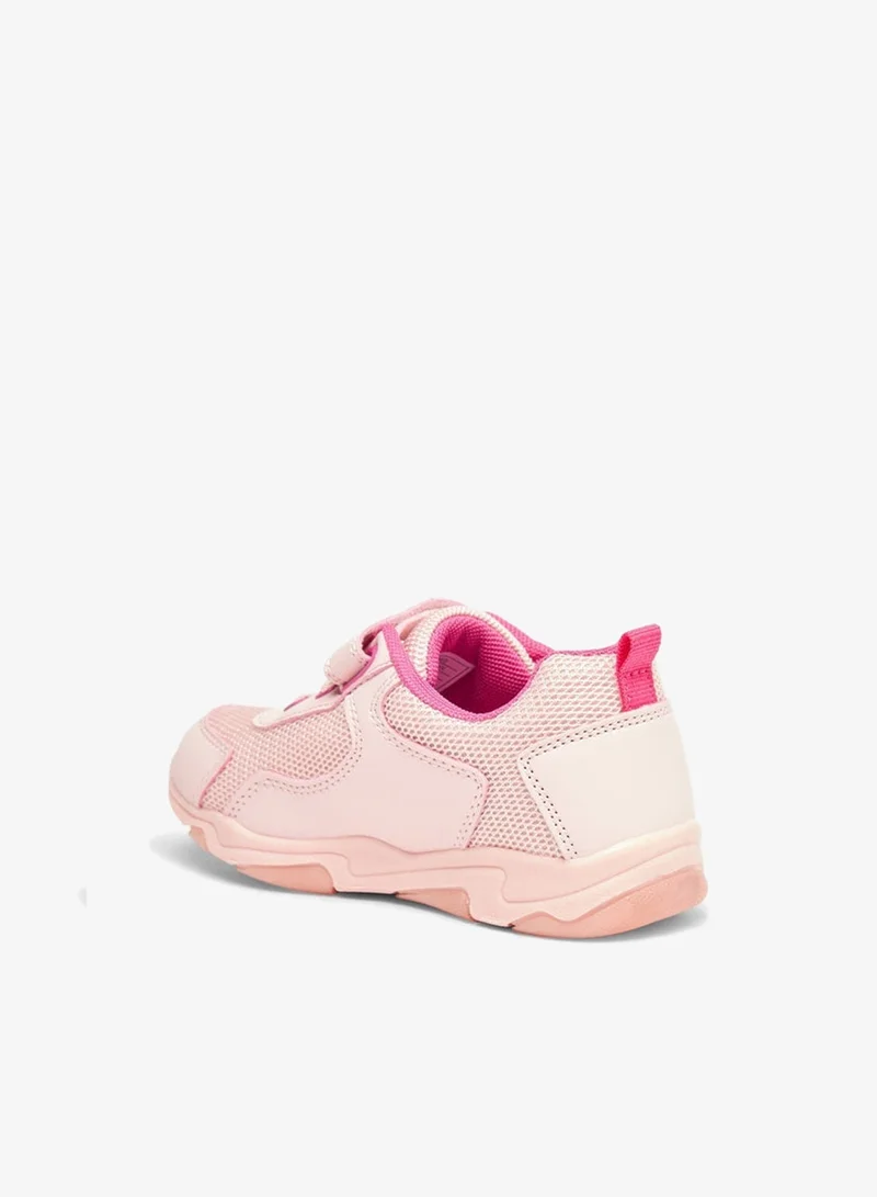 Barbie Logo Print Sneakers with Hook and Loop Closure