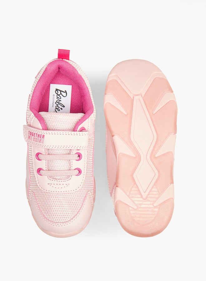 Barbie Logo Print Sneakers with Hook and Loop Closure - Image 5