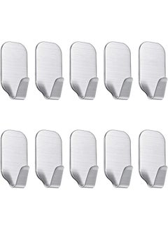 Zaboon Wall Hooks For Hanging Wall Hangers Stick On Shower Home Bathroom Kitchen Door Ideal For Robes Umbrellas Clothes Bags Coats Stainless Steel Utility Wall Hooks10Packs  - Image 1