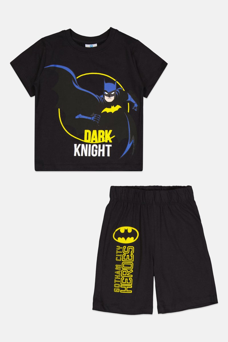 Batman Toddlers Boy 2 Piece Graphic Print T-Shirt And Shorts, Black - Image 1