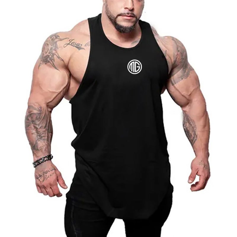 Summer Fitness Vest men's cotton sports sleeveless T-shirt muscle breathable slim basketball round neck training clothes bottoming shirt - Image 2