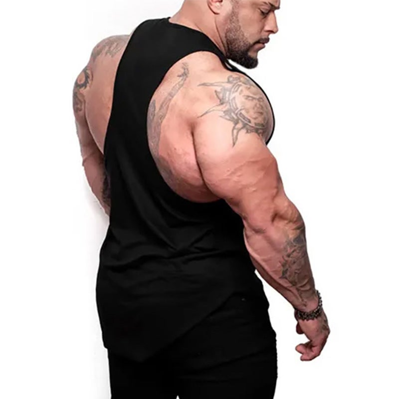 Summer Fitness Vest men's cotton sports sleeveless T-shirt muscle breathable slim basketball round neck training clothes bottoming shirt - Image 3