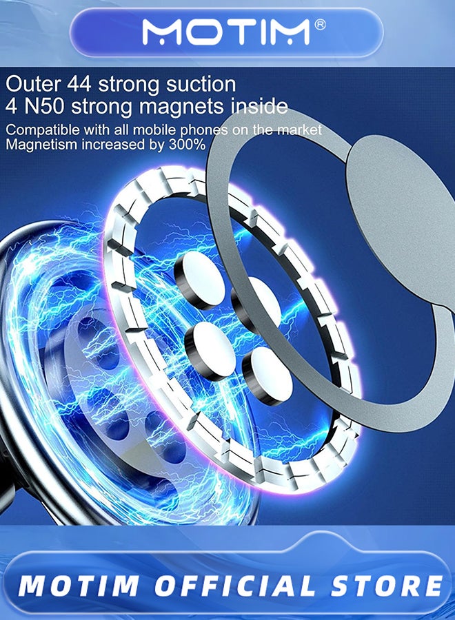 Motim Collapsible Suction Cup Car Phone Holder 360° Super Load Bearing Capacity Strong Magnetic Adsorption,Sliver - Image 3