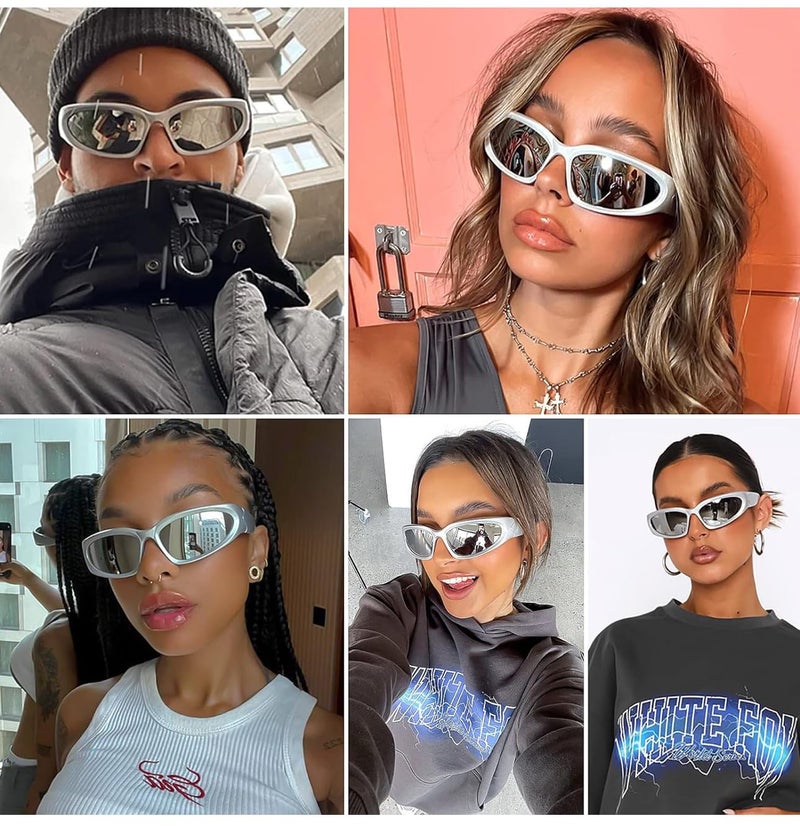 IFLASH Wrap Around Fashion Sunglasses for Men Women Trendy Swift Oval Dark Futuristic Sunglasses Shades Glasses Eyeglasses - Image 2