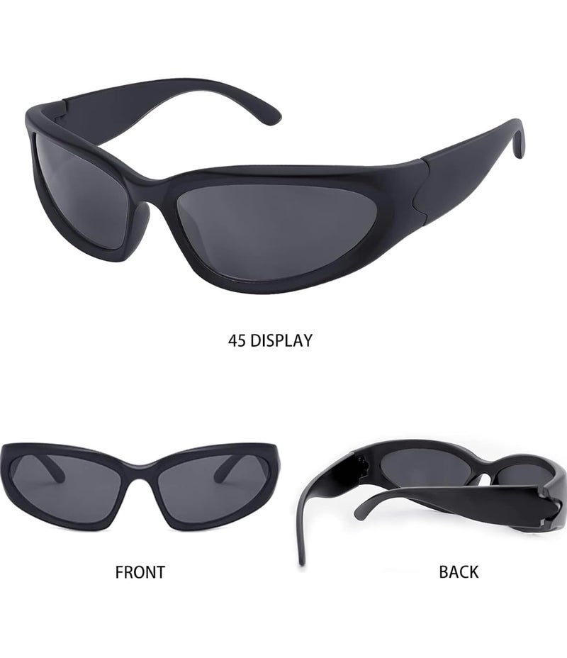 IFLASH Wrap Around Fashion Sunglasses for Men Women Trendy Swift Oval Dark Futuristic Sunglasses Shades Glasses Eyeglasses - Image 5