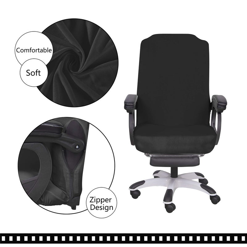 SARAFLORA Office Chair Cover- Medium, Black- Removable Computer Chair Cover for Office Chair with Zipper for Universal Rotating Chair Desk Chair Cover High Back Chair Seat Washable Protector for Pets - Image 4