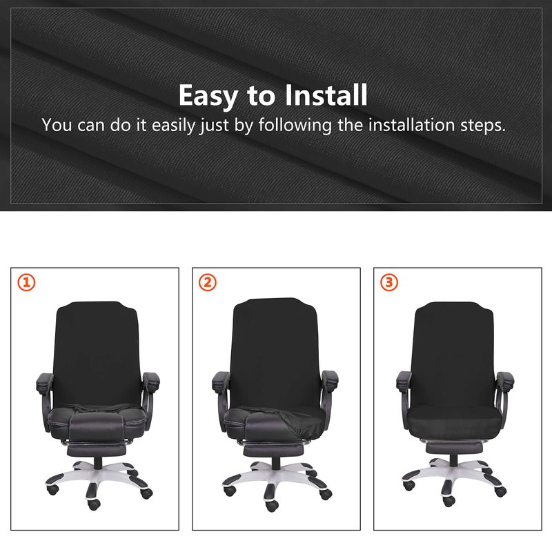 SARAFLORA Office Chair Cover- Medium, Black- Removable Computer Chair Cover for Office Chair with Zipper for Universal Rotating Chair Desk Chair Cover High Back Chair Seat Washable Protector for Pets - Image 5