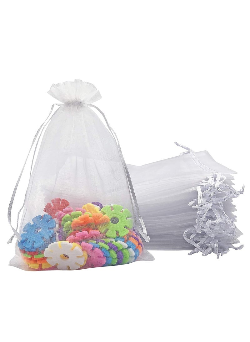 White 50pcs Organza Bags 13x18CM Mesh Bags Drawstring Gift Bags Jewelry Pouches for Candy Wedding Favors - Image 1