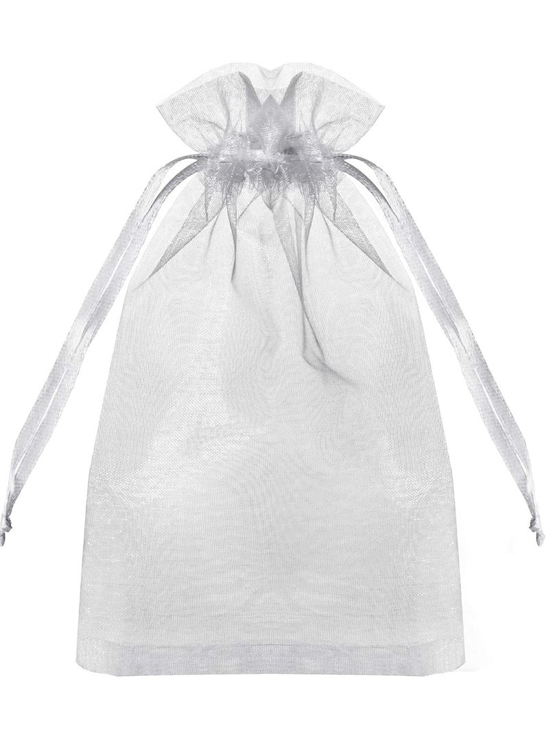 White 50pcs Organza Bags 13x18CM Mesh Bags Drawstring Gift Bags Jewelry Pouches for Candy Wedding Favors - Image 2
