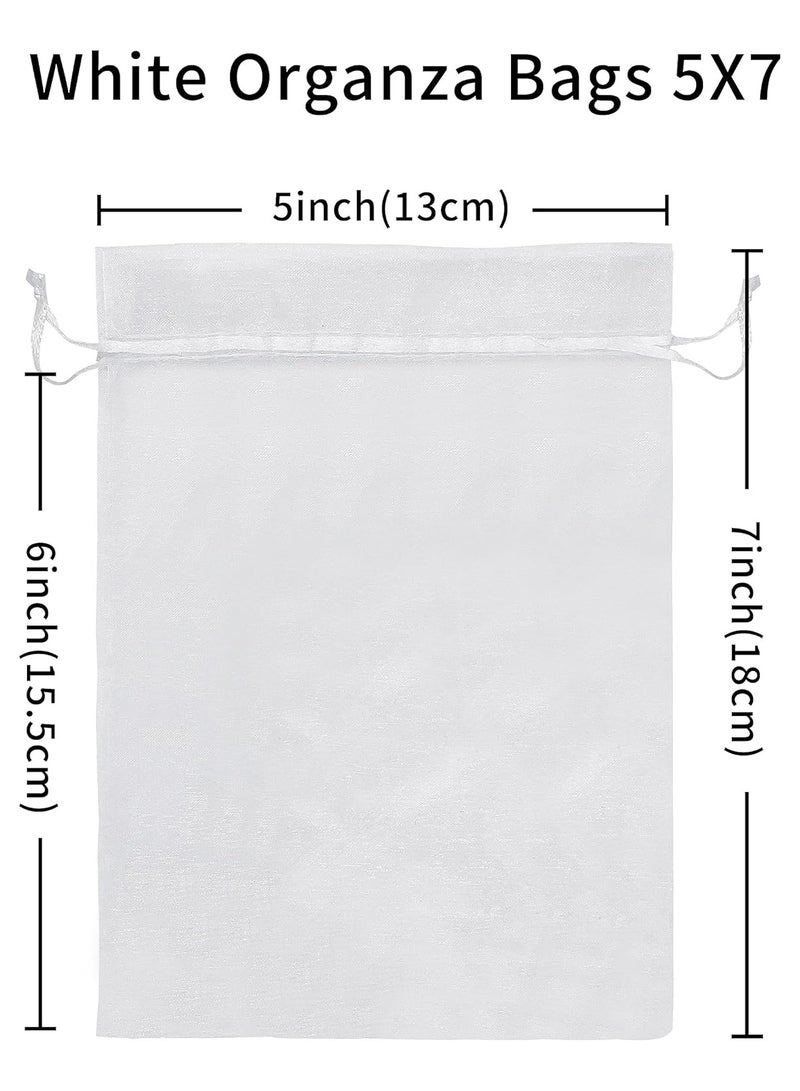 White 50pcs Organza Bags 13x18CM Mesh Bags Drawstring Gift Bags Jewelry Pouches for Candy Wedding Favors - Image 3