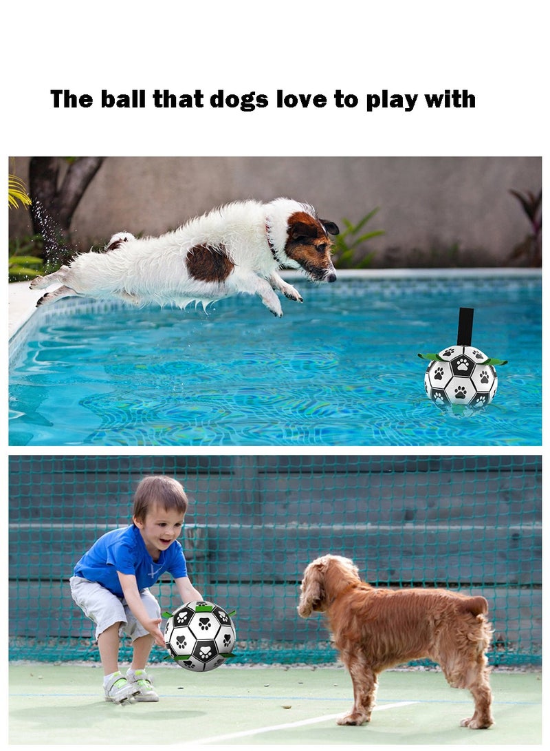Dog Toys Soccer Ball With Grab Tabs,Dog Balls,Dog Toys Suitable for Dogs Weighing 8-20 Kilograms,White/Black/Green - Image 2