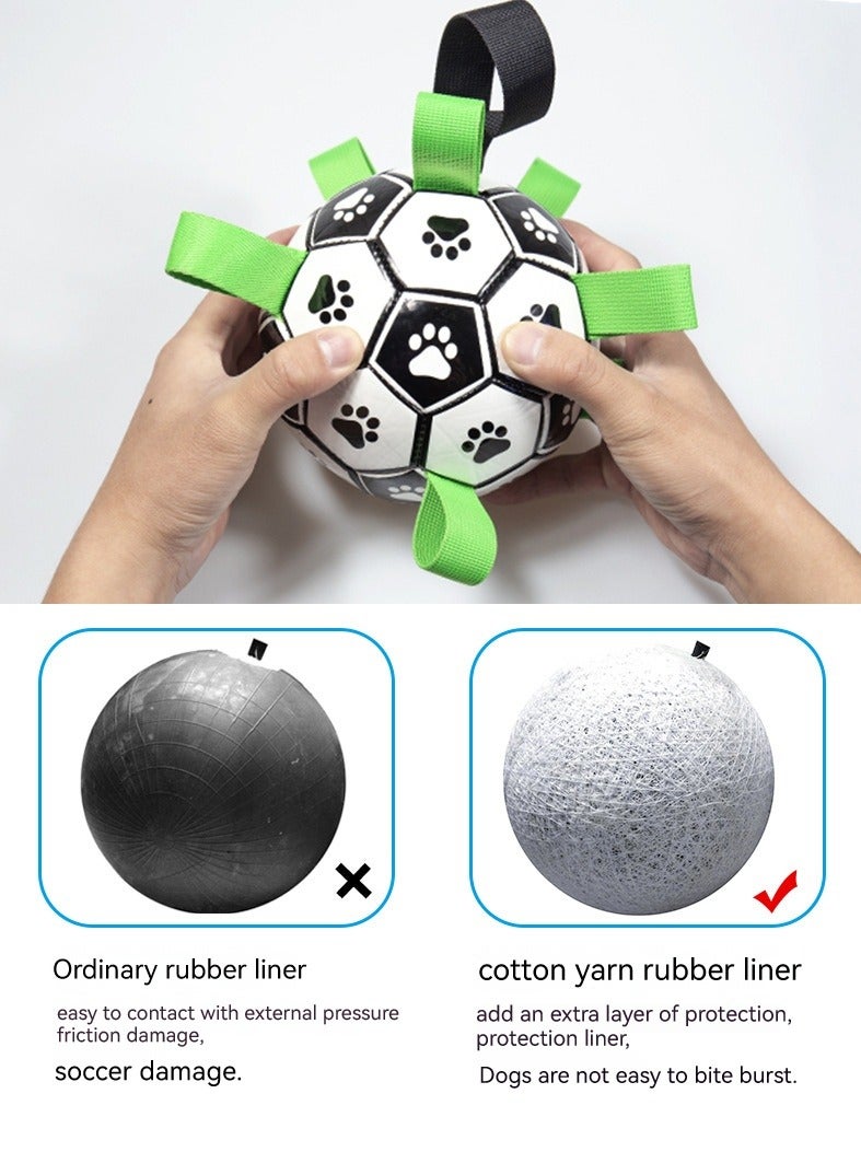 Dog Toys Soccer Ball With Grab Tabs,Dog Balls,Dog Toys Suitable for Dogs Weighing 8-20 Kilograms,White/Black/Green - Image 5