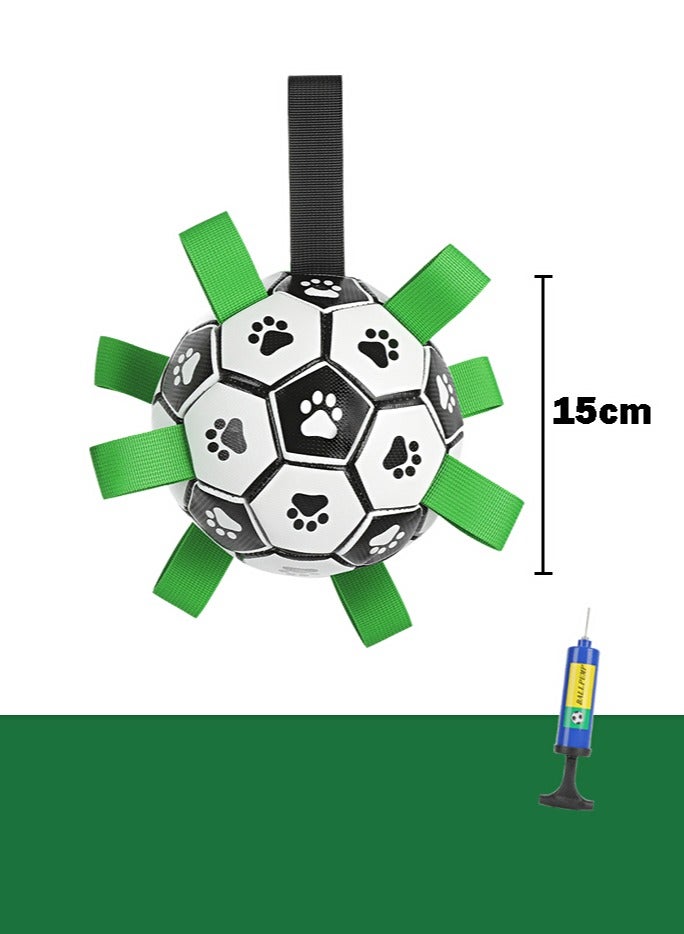 Dog Toys Soccer Ball With Grab Tabs,Dog Balls,Dog Toys Suitable for Dogs Weighing 8-20 Kilograms,White/Black/Green - Image 4