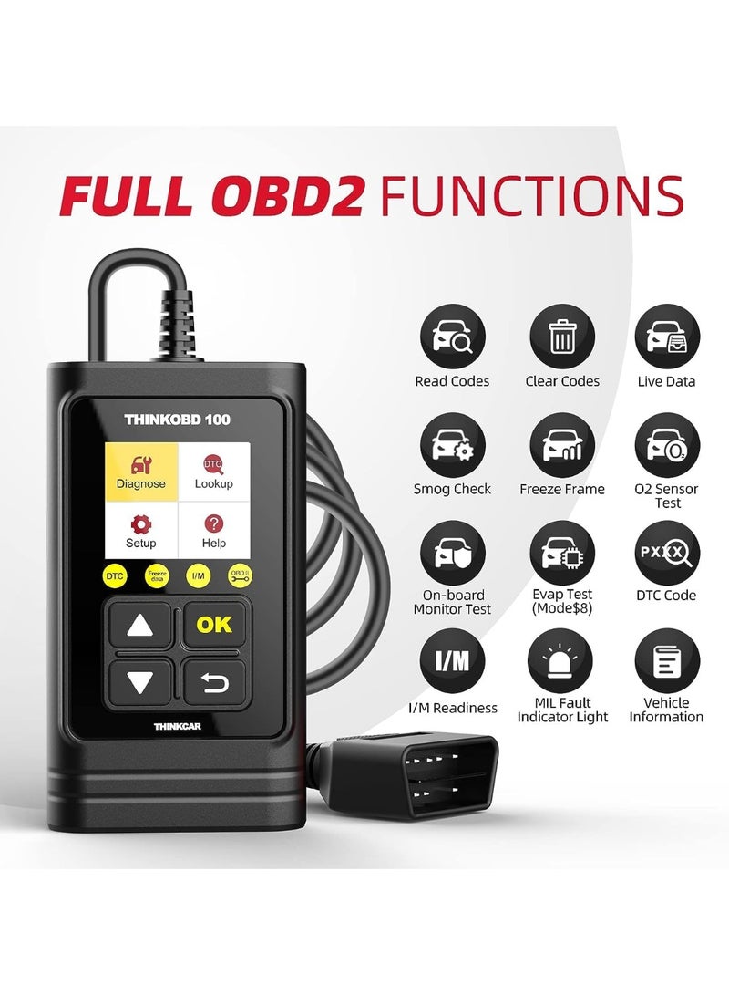 فكر في السيارة جهاز فحص السيارات OBD2، THINKOBD100: قارئ رموز أعطال المحرك المزود بجميع وظائف OBD II، ومستشعر O2، وأداة فحص تشخيصي CAN لجميع السيارات المصنعة منذ عام 1996 - Image 2
