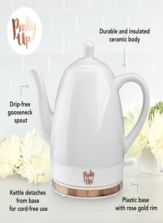 Pinky Up Pink Up Noelle Electric Tea Kettle, Gooseneck Kettle, Hot Water Dispenser, Pour Over Coffee, Automatic shut off, Cordless, Electric Teapot, 1.5L, Ceramic, Grey - Image 2