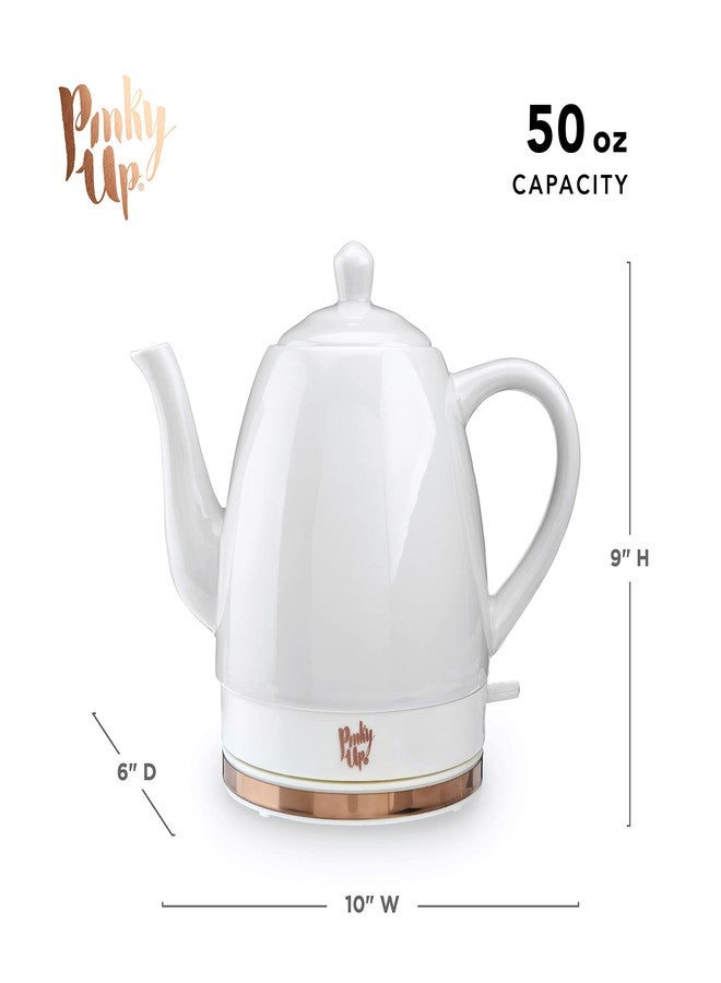 Pinky Up Pink Up Noelle Electric Tea Kettle, Gooseneck Kettle, Hot Water Dispenser, Pour Over Coffee, Automatic shut off, Cordless, Electric Teapot, 1.5L, Ceramic, Grey - Image 4