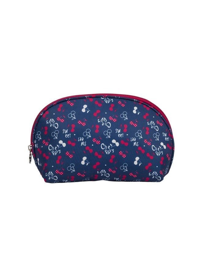 QIPS Semicircle Makeup Pouch| Cosmetic Bag |Stylish Pouch for Makeup Accessories| Travel Organiser| Vanity Kit |Stationery Case|Toiletry Bag |Gadget Organizer| Medicine Kit & More (Navy Blue) - Image 5
