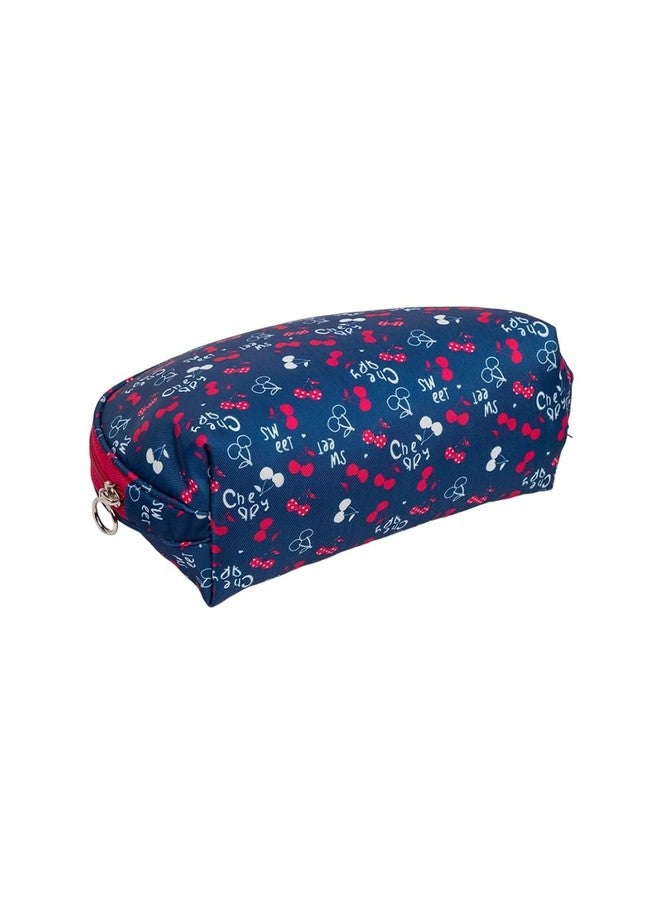 QIPS Semicircle Makeup Pouch| Cosmetic Bag |Stylish Pouch for Makeup Accessories| Travel Organiser| Vanity Kit |Stationery Case|Toiletry Bag |Gadget Organizer| Medicine Kit & More (Navy Blue) - Image 3