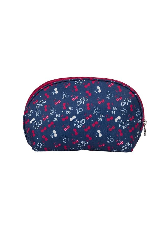 QIPS Semicircle Makeup Pouch| Cosmetic Bag |Stylish Pouch for Makeup Accessories| Travel Organiser| Vanity Kit |Stationery Case|Toiletry Bag |Gadget Organizer| Medicine Kit & More (Navy Blue) - Image 2