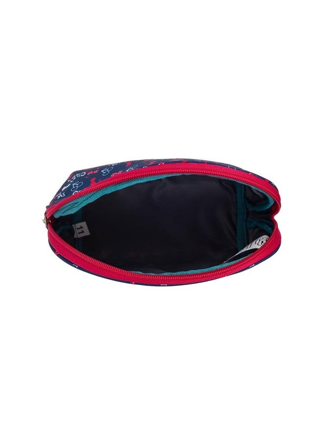 QIPS Semicircle Makeup Pouch| Cosmetic Bag |Stylish Pouch for Makeup Accessories| Travel Organiser| Vanity Kit |Stationery Case|Toiletry Bag |Gadget Organizer| Medicine Kit & More (Navy Blue) - Image 4