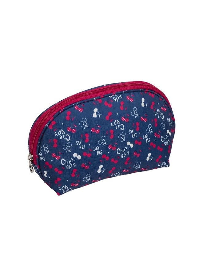 QIPS Semicircle Makeup Pouch| Cosmetic Bag |Stylish Pouch for Makeup Accessories| Travel Organiser| Vanity Kit |Stationery Case|Toiletry Bag |Gadget Organizer| Medicine Kit & More (Navy Blue) - Image 1
