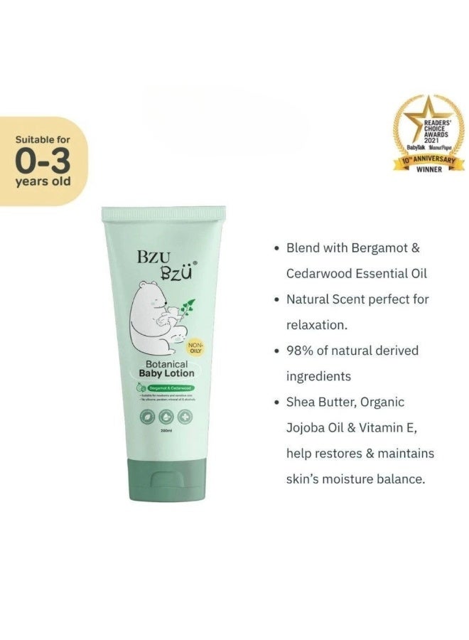 BZU BZÜ BZU BZU Botanical Baby Lotion 200ml | Moisturizing & Nourishing Baby Body Lotion for Newborns and Sensitive Skin | With Shea Butter, Organic Jojoba Oil, Vitamin E & Tasmanian Pepper Berry | Non-Greasy Baby Skincare - Image 4