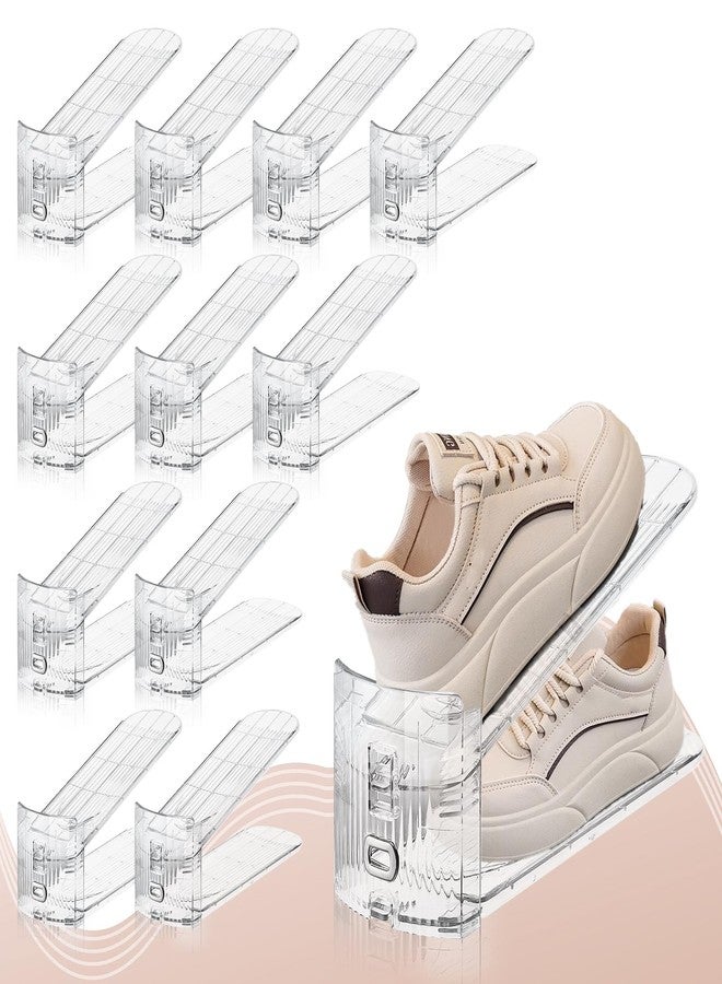 FENRUNXU Shoe Slots Organizer for Closet,12PACK Shoe Stacker Shoe Rack Organizer for Closet Space Saver Storage Shoe Holder Organization(Transparent) - Image 2