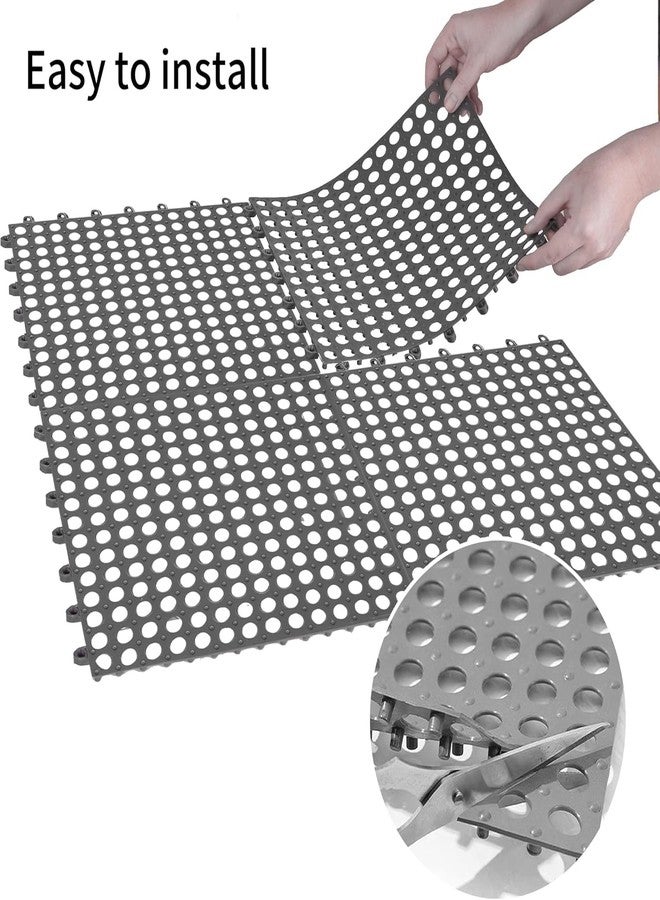 Lifera Non-Slip PVC Interlocking Bathroom Floor Mat Tiles | Anti-Skid Drainage Shower Mat | Easy Install & Cut-to-Fit Modular Flooring | Quick Dry, Washable & Durable | 30 x 30 cm Tiles-White and Grey (10) - Image 4
