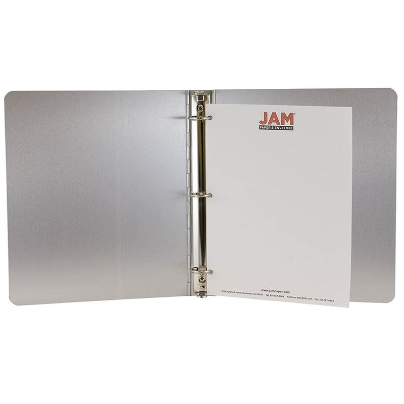 JAM PAPER Aluminium 1 inch Binders - Silver 3 Ring Aluminum Binder - Sold Individually - Image 5