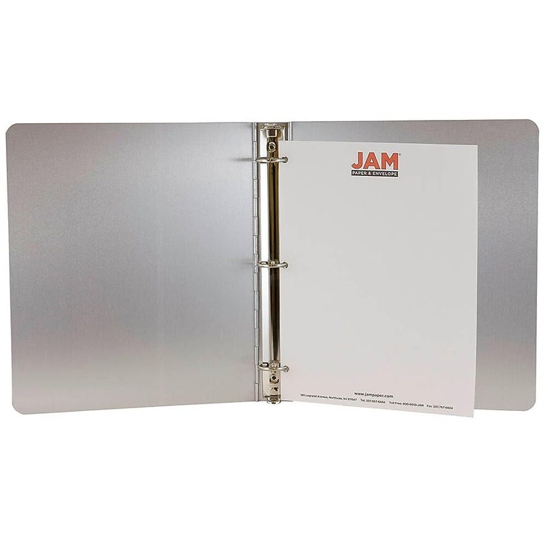 JAM PAPER Aluminium 1 inch Binders - Silver 3 Ring Aluminum Binder - Sold Individually - Image 4