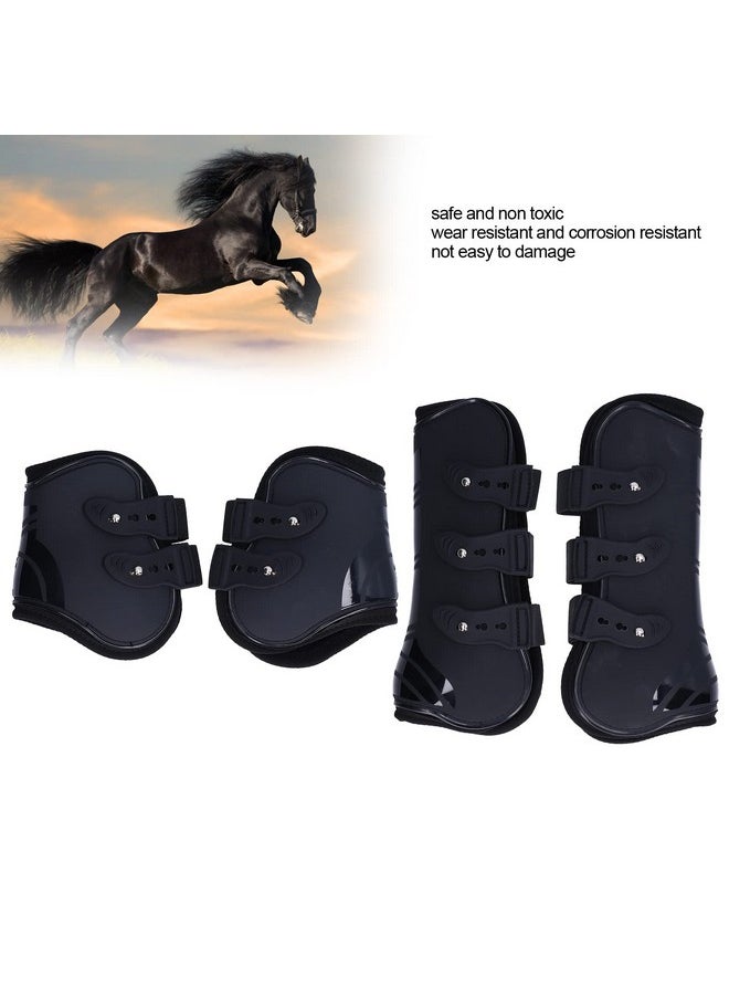 Tnfeeon - 4Pcs Black Horse Tendon Boots,Open Front Hind Horse Leg Brace Guard Boots Shock Absorbing Horse Support Boots For Jumping Trail Riding And Turnout - Image 1