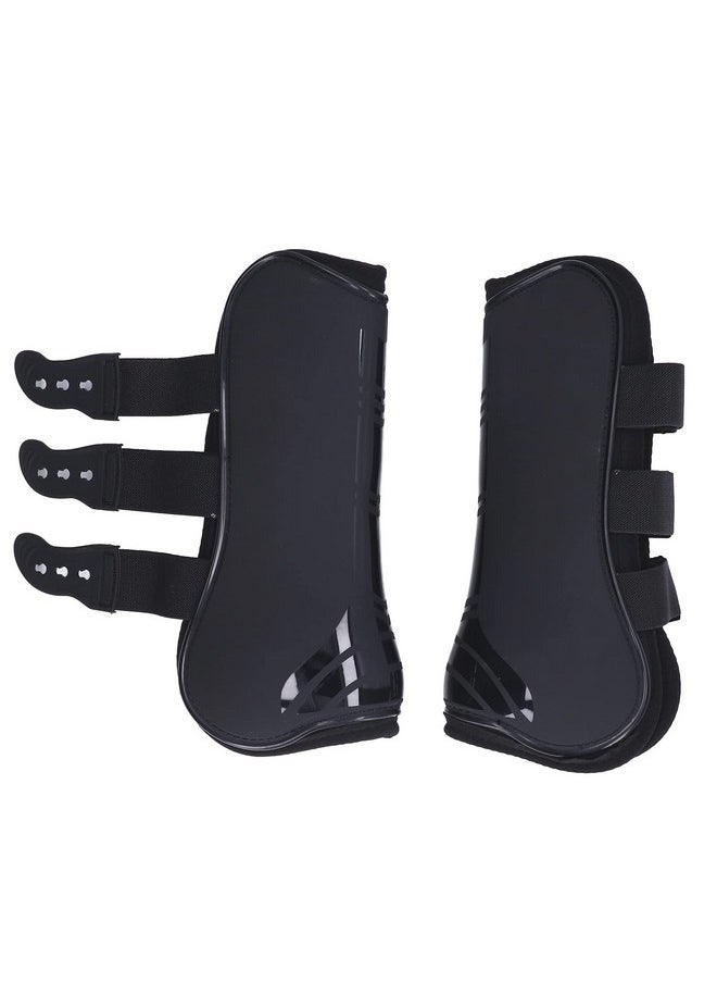 Tnfeeon - 4Pcs Black Horse Tendon Boots,Open Front Hind Horse Leg Brace Guard Boots Shock Absorbing Horse Support Boots For Jumping Trail Riding And Turnout - Image 1