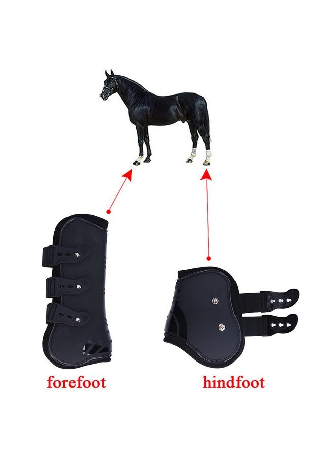 Tnfeeon - 4Pcs Black Horse Tendon Boots,Open Front Hind Horse Leg Brace Guard Boots Shock Absorbing Horse Support Boots For Jumping Trail Riding And Turnout - Image 1