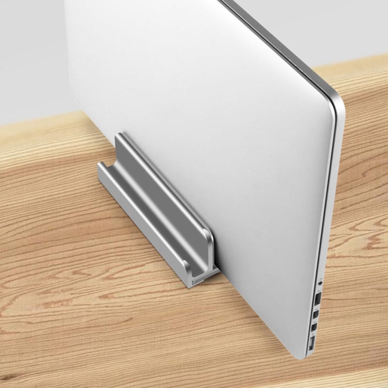 Adjustable Aluminum Vertical Laptop Stand with Triple Slots Desktop Holder for Office and Home, Anti-Slip Portable Laptop and Tablet Organizer Silver - Image 5