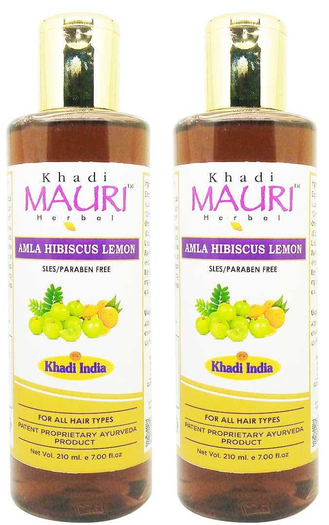 Khadi MAURI Amla Hibiscus Lemon Shampoo - Pack of 2 (420ml), brown (KMAMLHIBICSHX2) - Image 1