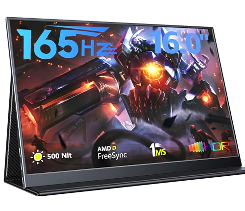 MAGICRAVEN 165Hz Portable Gaming Monitor, 16" 1920x1200 500 Nits Laptop Monitor, Second Computer Display with Speakers, Dual Screen Travel Monitor for PC Phone PS5/4 Xbox Switch - Image 1
