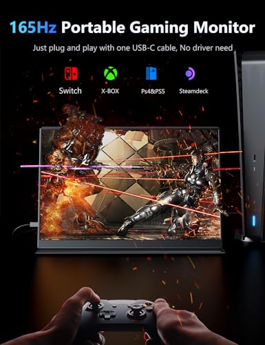 MAGICRAVEN 165Hz Portable Gaming Monitor, 16" 1920x1200 500 Nits Laptop Monitor, Second Computer Display with Speakers, Dual Screen Travel Monitor for PC Phone PS5/4 Xbox Switch - Image 2