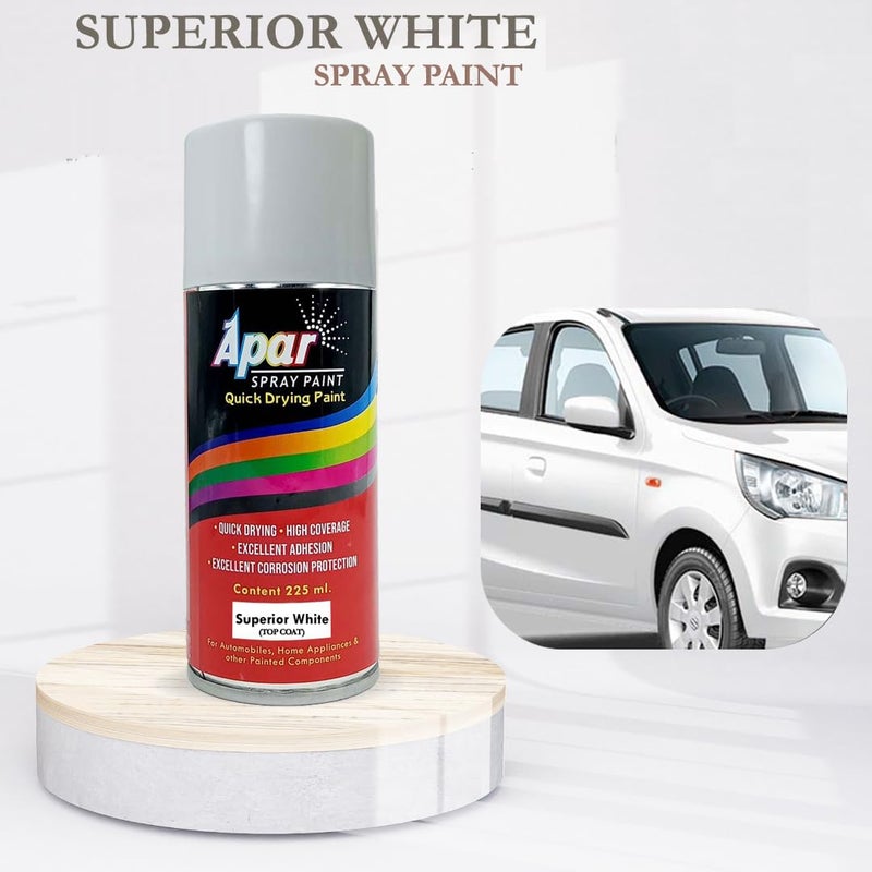 APAR Automotive Spray Paint Superior White (RC Colour Name) Compatible for Maruti Cars -225 ml (Pack of 1-Pcs) - Image 3