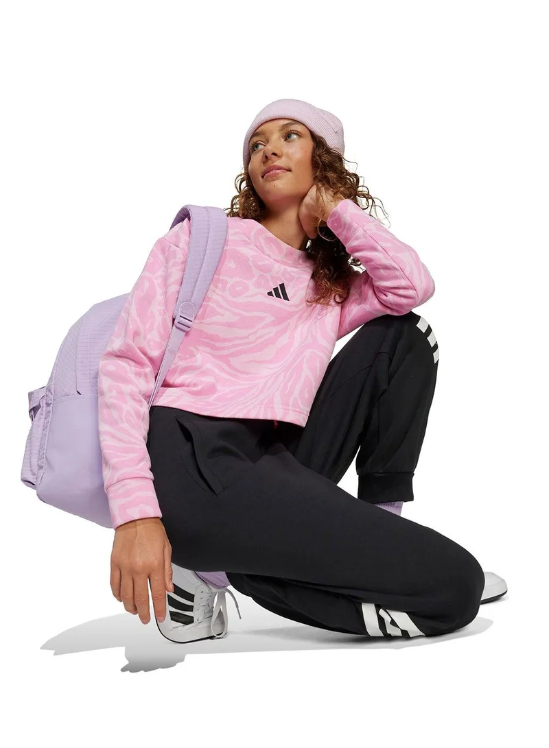 adidas بلوزة وردية بأكمام طويلة للأطفال