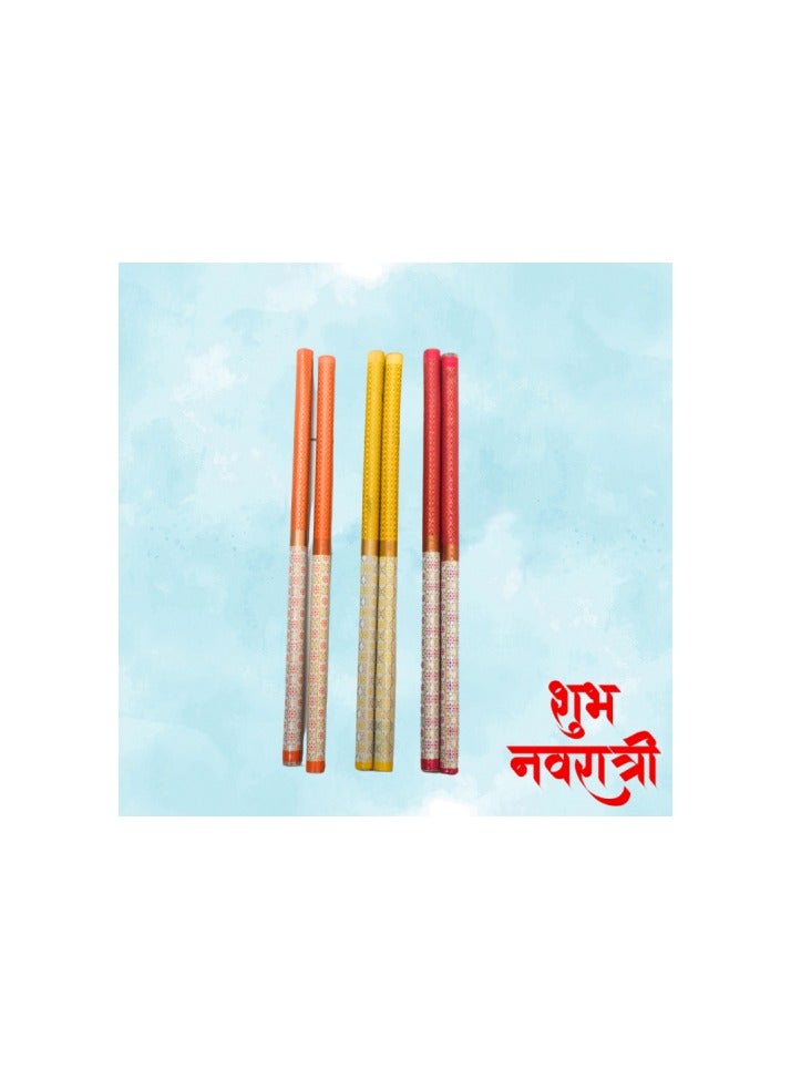 DecoLoral DECOR ME Dandiya Wooden Multicolor stick Pair of 2 (4QTY) - Image 1