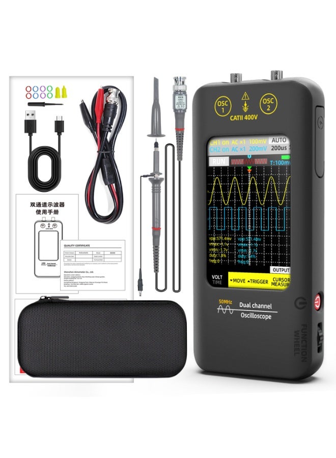 BSIDE O2 Handheld Digital Oscilloscope Dual Channel Oscilloscope 50MHz Touch LCD Oscilloscope Tester DDS Rechargeable Battery For Automotive Lab Electronics Repair - Image 1