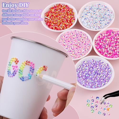 TINKRSTUFF 18000Pcs Resin Jelly Rhinestones for Bedazzling, Multicolor 3mm Flatback Rainbow Gems, Bedazzler Kit with 3Pcs 10ml B7000 Jewelry Glue for Crafts Crafting Book Shoes Nail Art - Image 3