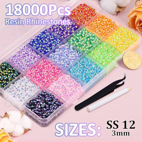 TINKRSTUFF 18000Pcs Resin Jelly Rhinestones for Bedazzling, Multicolor 3mm Flatback Rainbow Gems, Bedazzler Kit with 3Pcs 10ml B7000 Jewelry Glue for Crafts Crafting Book Shoes Nail Art - Image 2