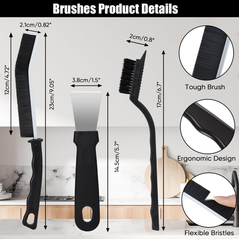 Tedmax Crevice Cleaning Brush,8 Pcs Cleaning Supplies,Hard Bristle Crevice Cleaning Brush,Crevice Cleaning Brushes for Household Use Bathroom Tiles Kitchen Practical and Durable - Image 5