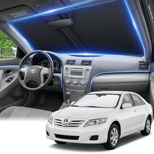 AuyNeas for Toyota Camry Windshield Sun Shade 2007-2011, Double Layer 240T Front Window UV Blocking Visor, Custom Fit Foldable Car Sunshade for Summer - Image 1