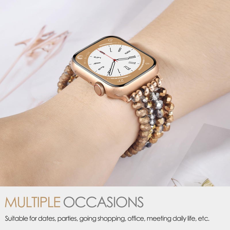 VISOOM Beaded Bracelet Compatible for Apple Watch Band 42mm/41mm/40mm/38mm Series 11,10, 9, 8, 7, SE(1 2 3), 6, 5, 4 Women Fashion Cute Handmade Pearl Stretchy Watch Strap for iWatch Bands 3, 2, 1 - Image 5