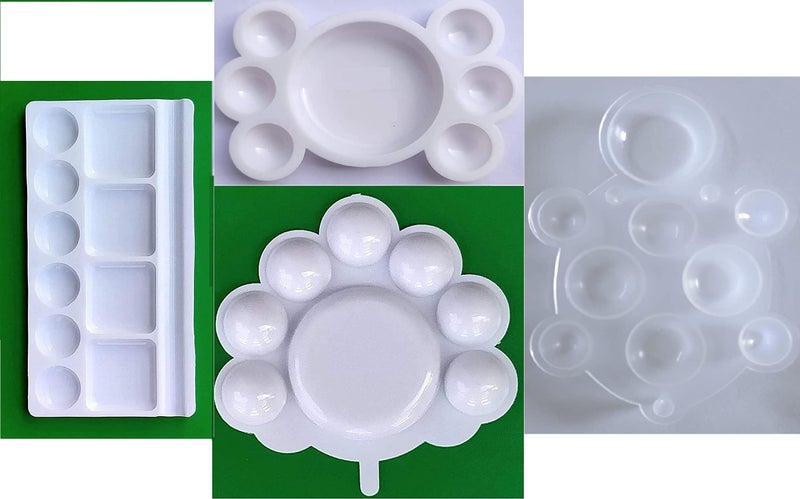 FIRST CLICK Art 10 Wells Medium Dish Size 9cm X 16cm & Flower Dish 12cm X 12cm + Small Dish Size 12cm X 8cm & Turtle Shape Palette Size 13cms X 9cms (Set of 4 pcs) - Image 1